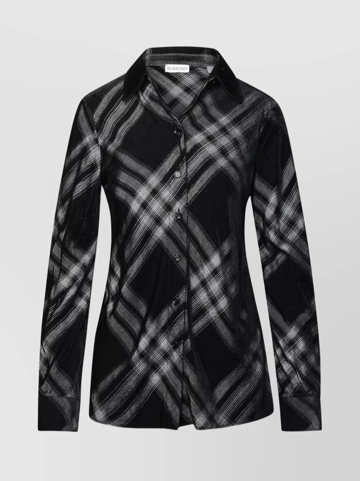 Shop Burberry Viscose Shirt With Cuffed Sleeves And Plaid Pattern
