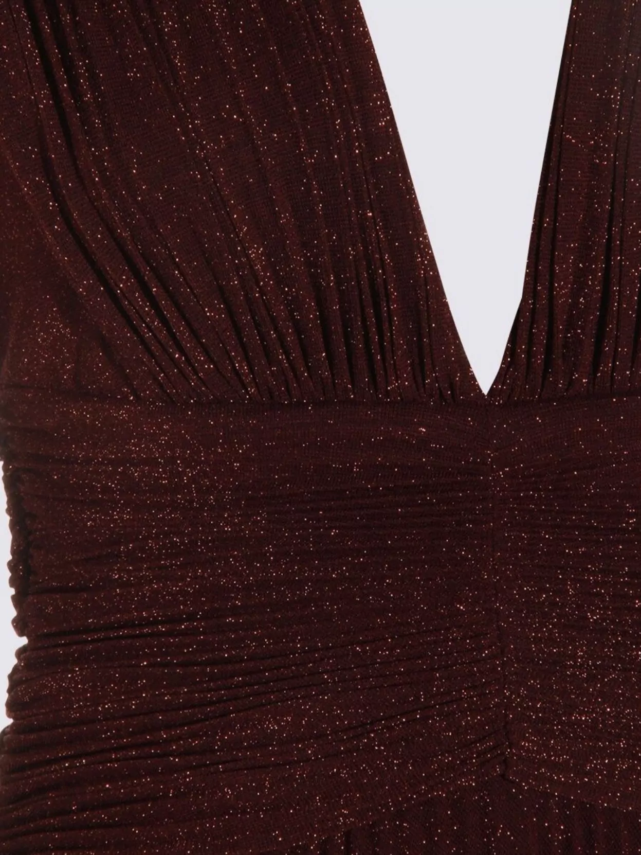 Elisabetta Franchi Metallic Ruched Dress Deep V-Neckline