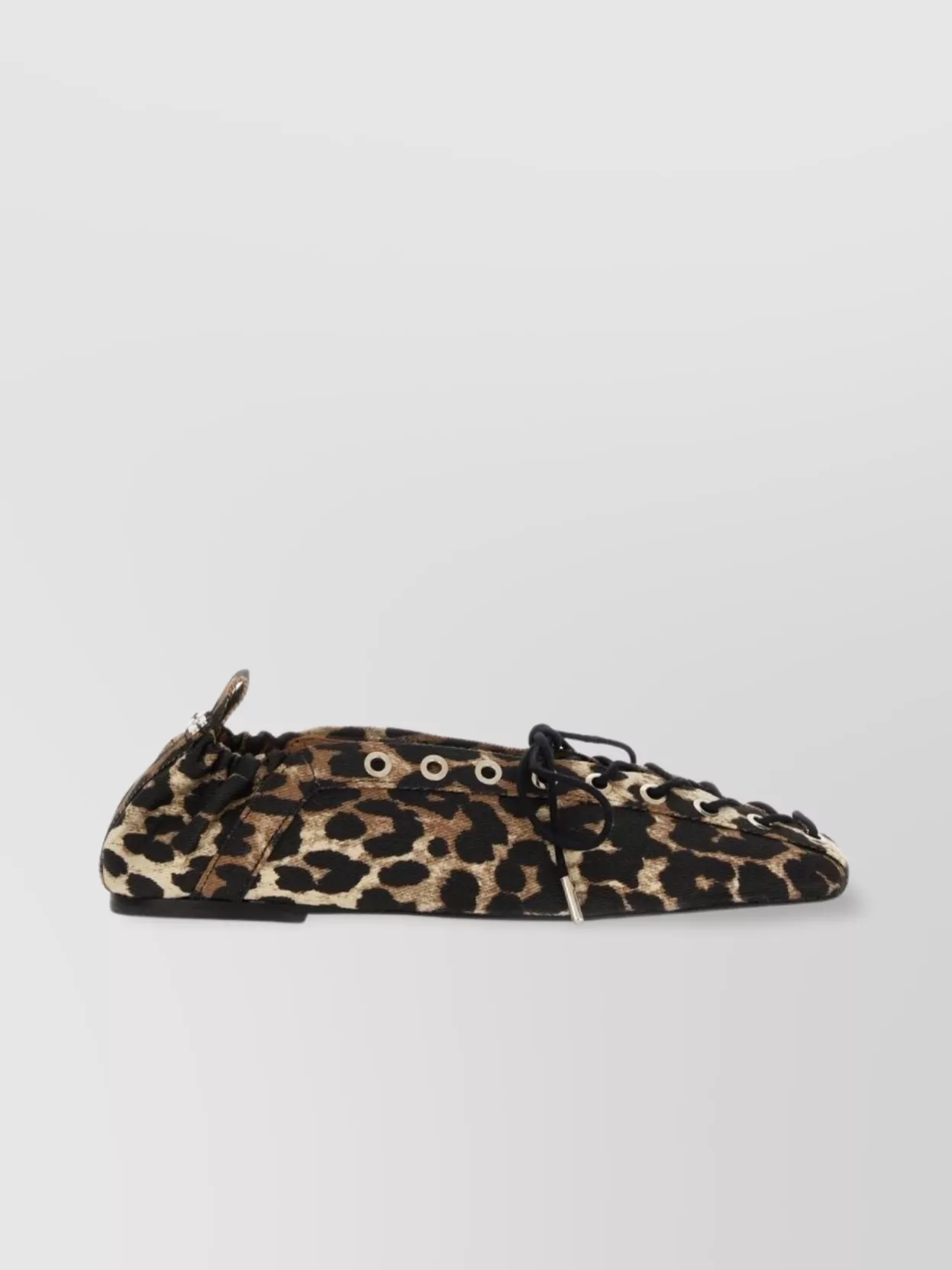 Ganni Animal Print Lace-Up Ballerina