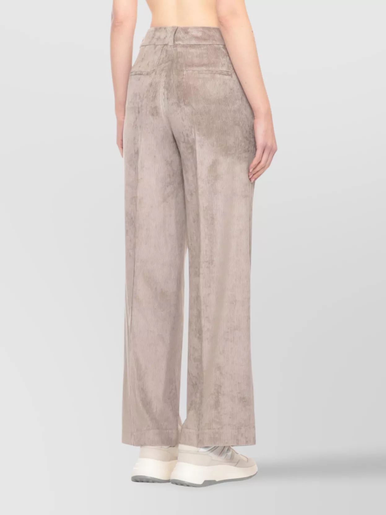 Peserico High Waist Wide Leg Trousers With Pockets In Brown
