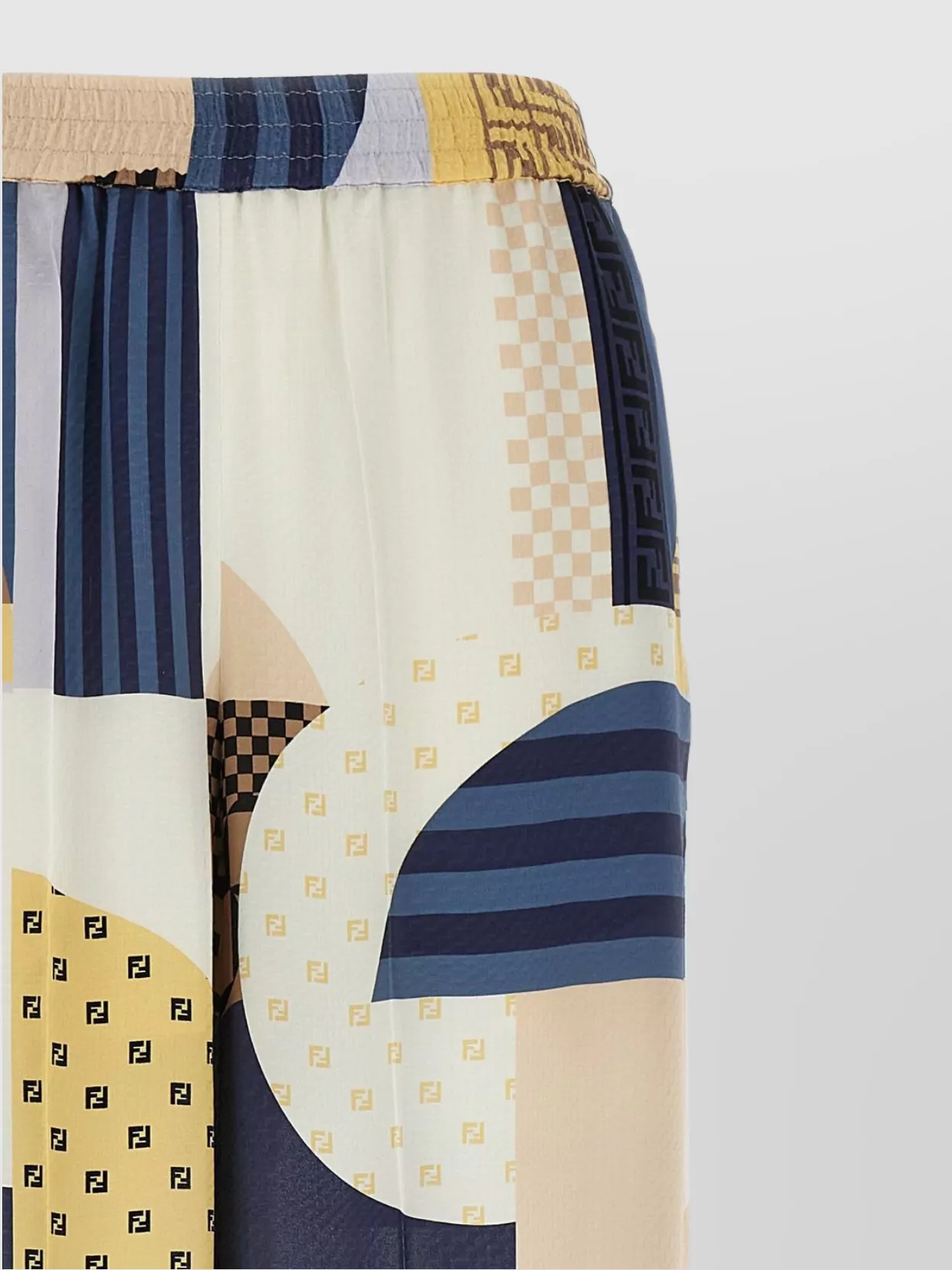 Fendi Patchwork Print Silk Flowing Pyjama Trousers Clothing In Multi