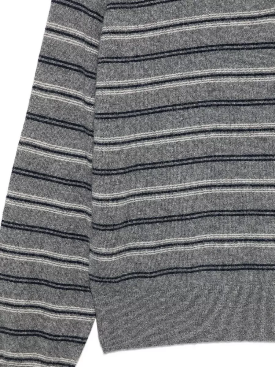 Dunst Striped Ribbed Wool Polo Jumper
