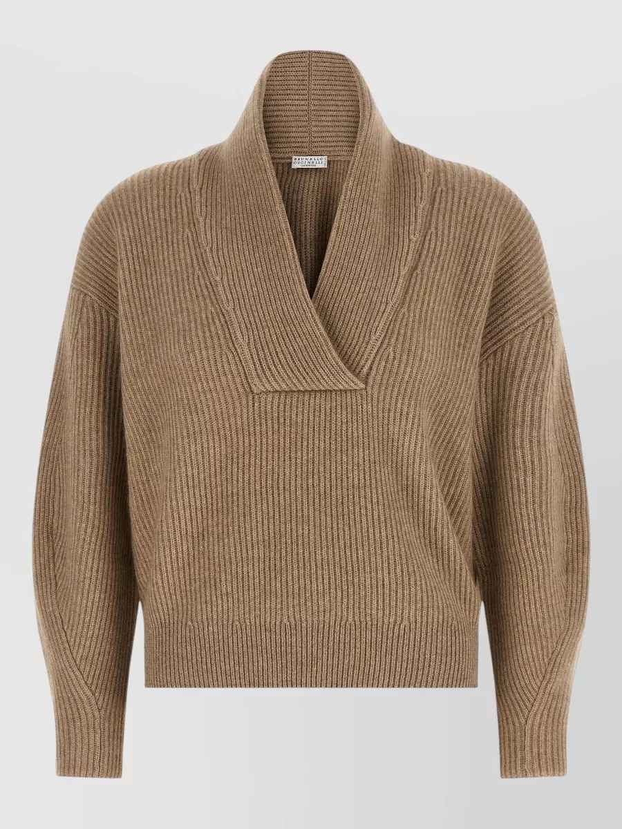 Brunello Cucinelli Cashmere english-rib shawl-neck sweater