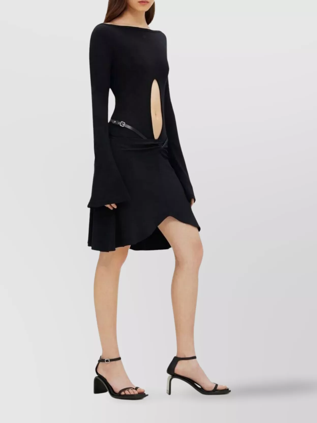 Courrèges Slash Ellipse Crepe Jerse Mini Skirt Clothing In Black