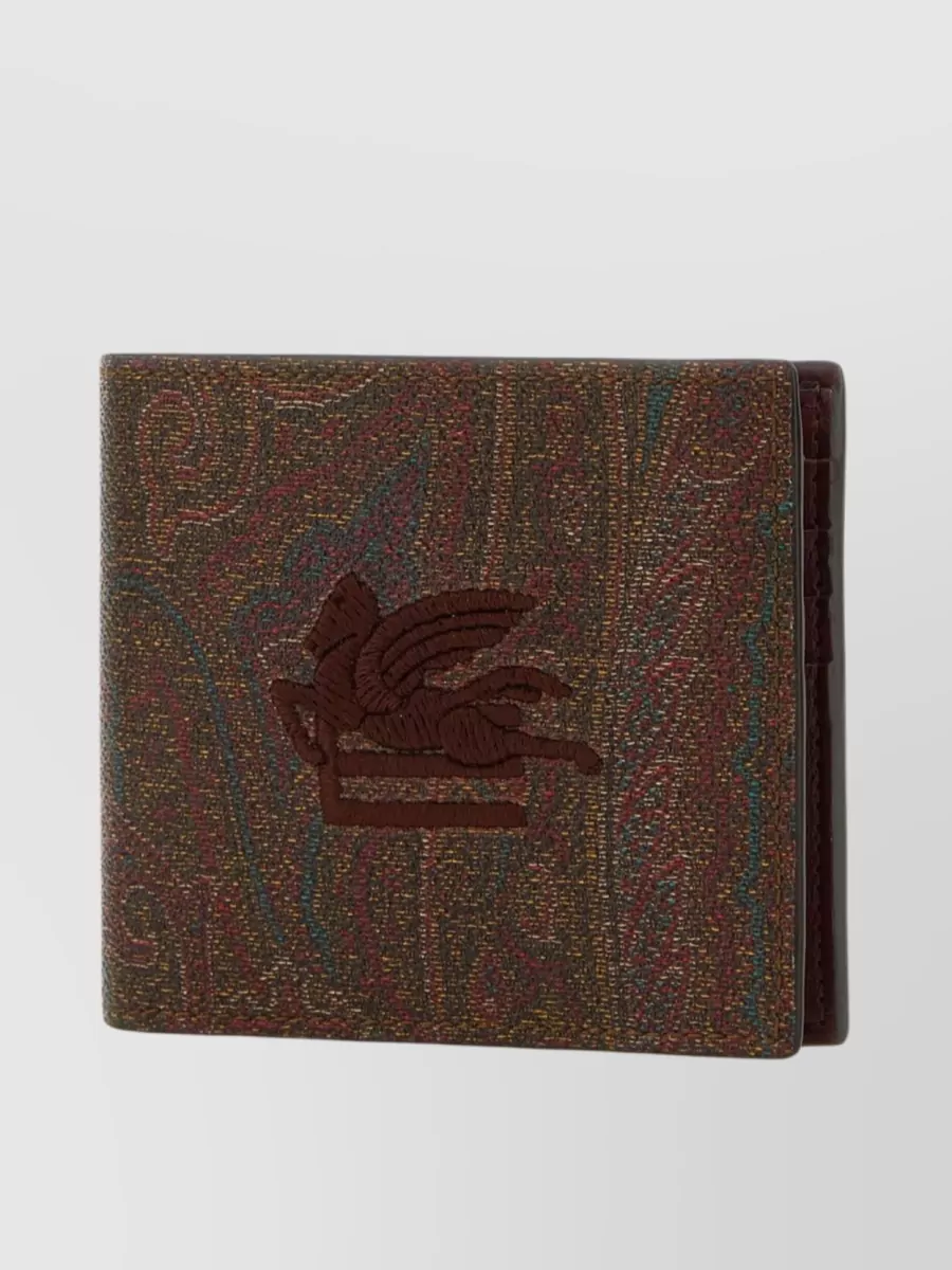 Shop Etro Embossed Faux Leather Wallet In Burgundy