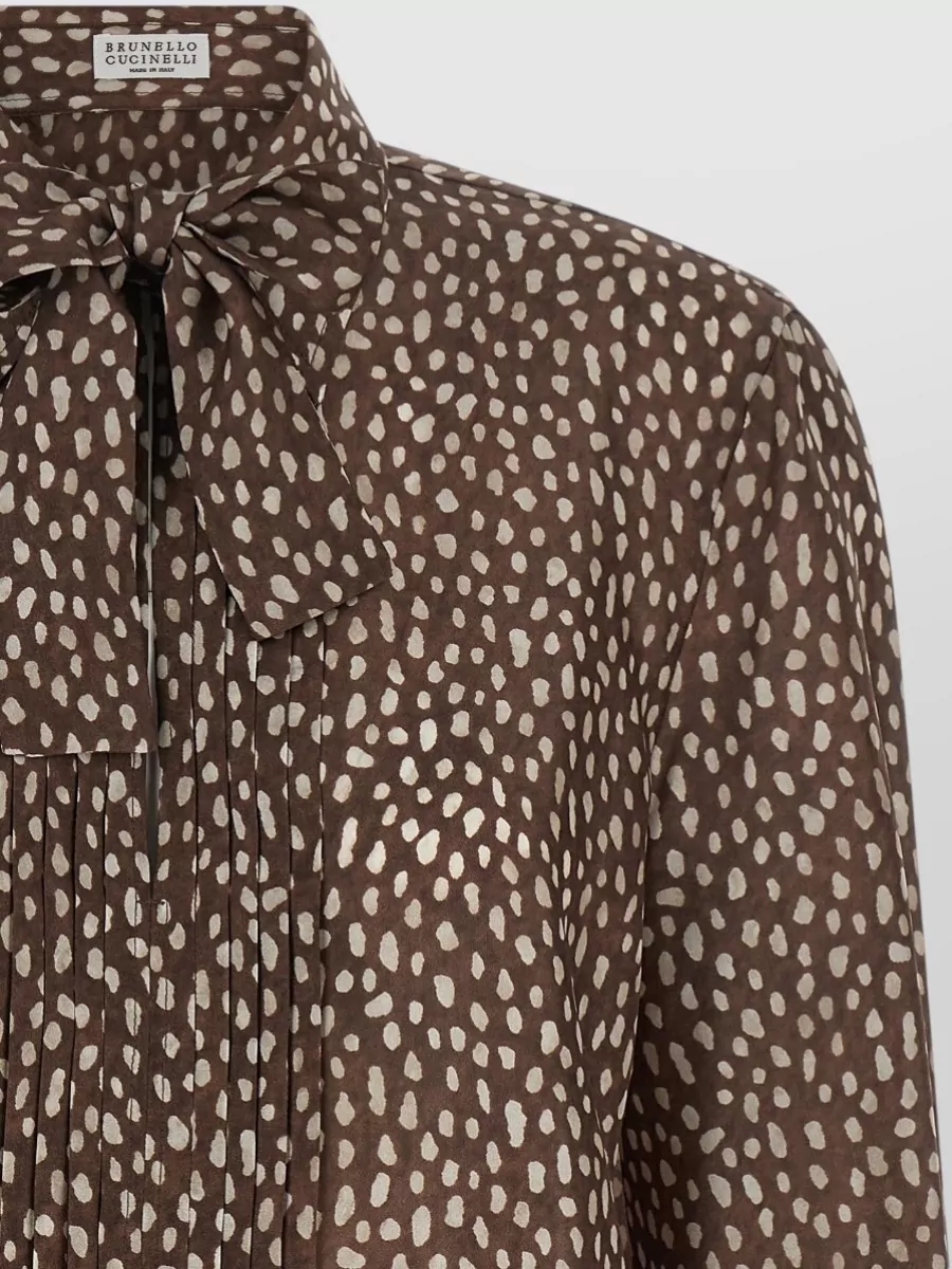Brunello Cucinelli Silk Printed Lavallière Blouse