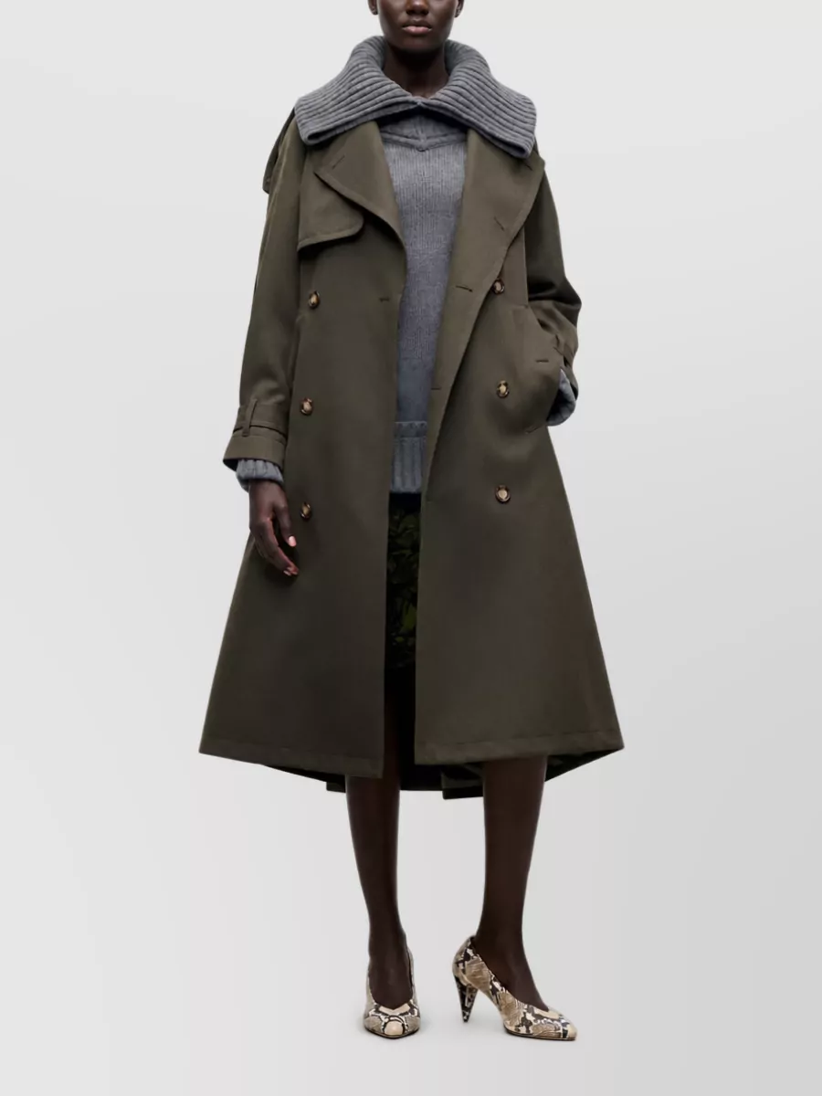 Victoria Beckham Virgin Wool Double-Breasted Belted Trench Coat