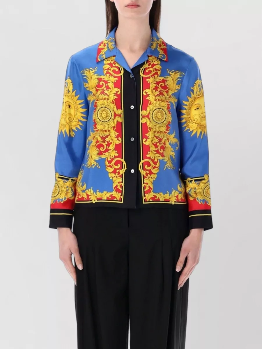 Versace silk printed slim-fit long-sleeve shirt