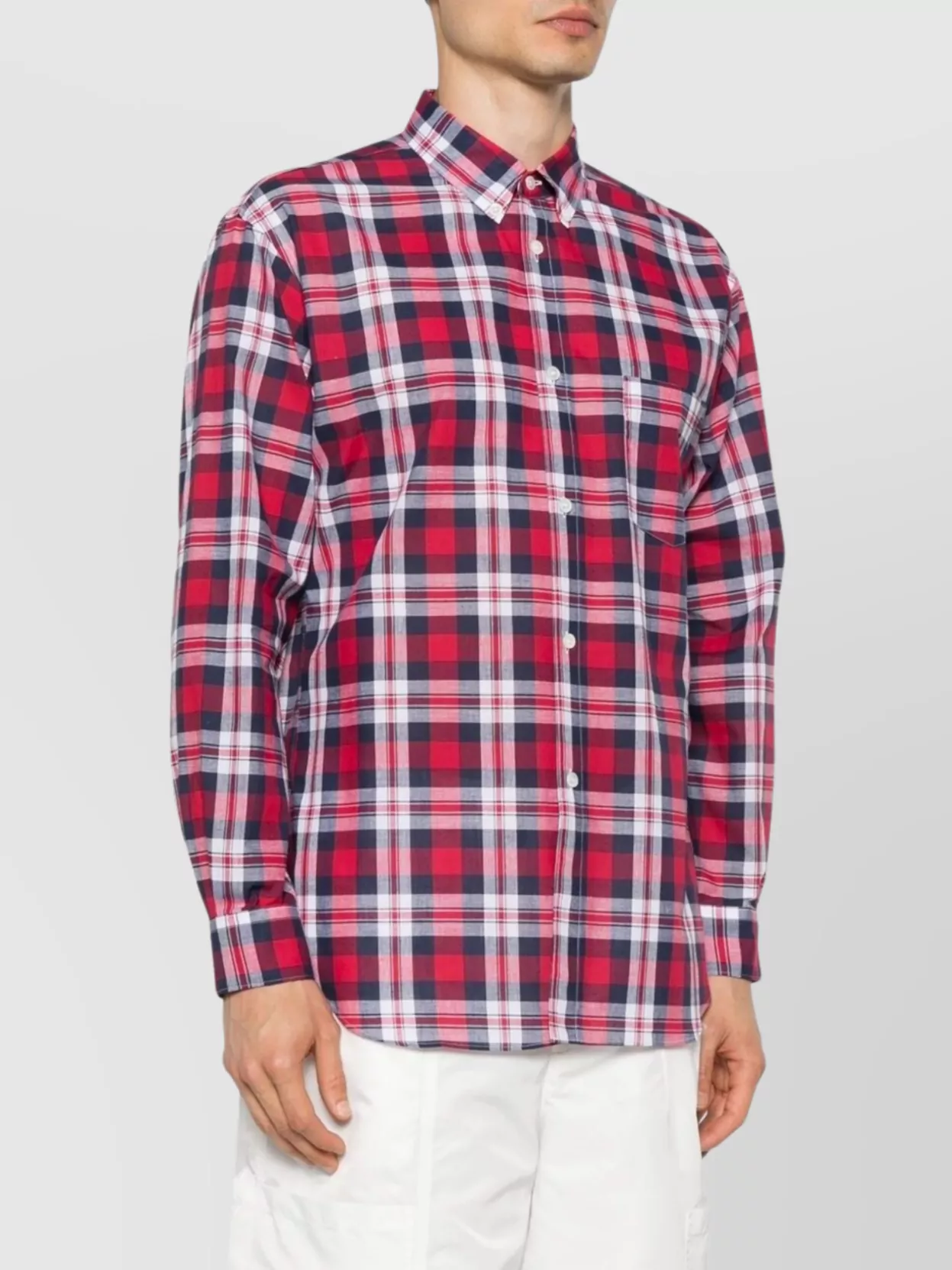 Comme Des Garçons Plaid Pattern Shirt Featuring Box-Pleat Detail