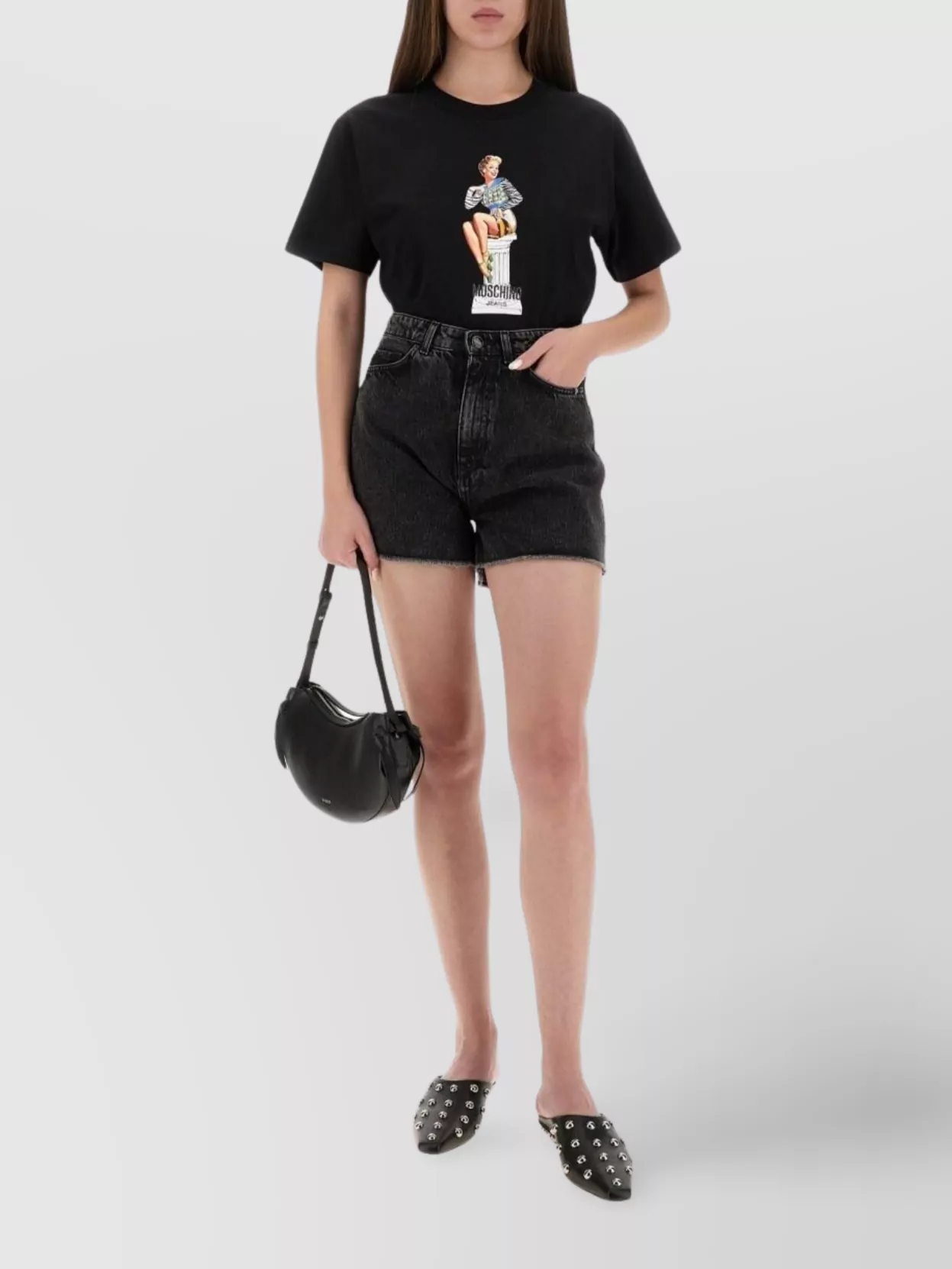 Moschino Short Sleeve Crew Neck Graphic Print Top