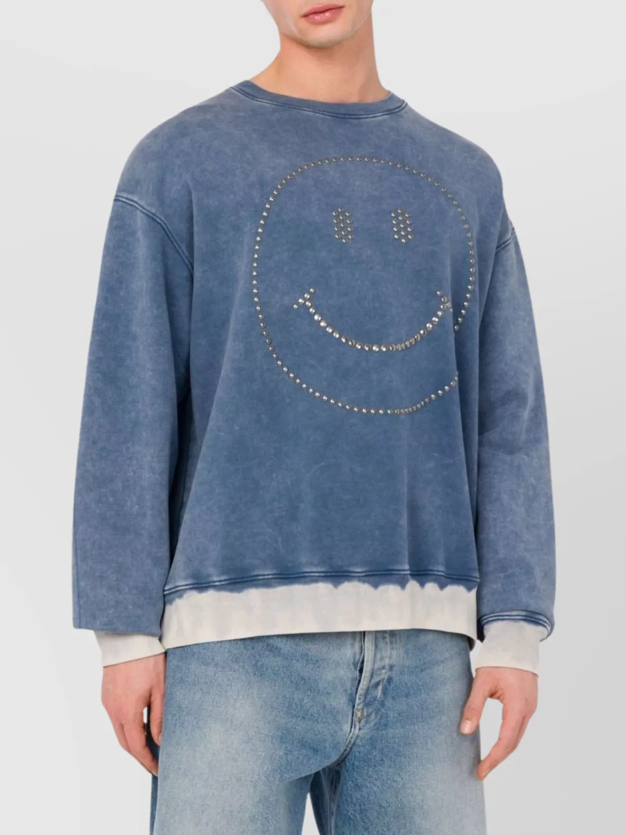 Moschino Crewneck Sweater With Studded Smiley Face