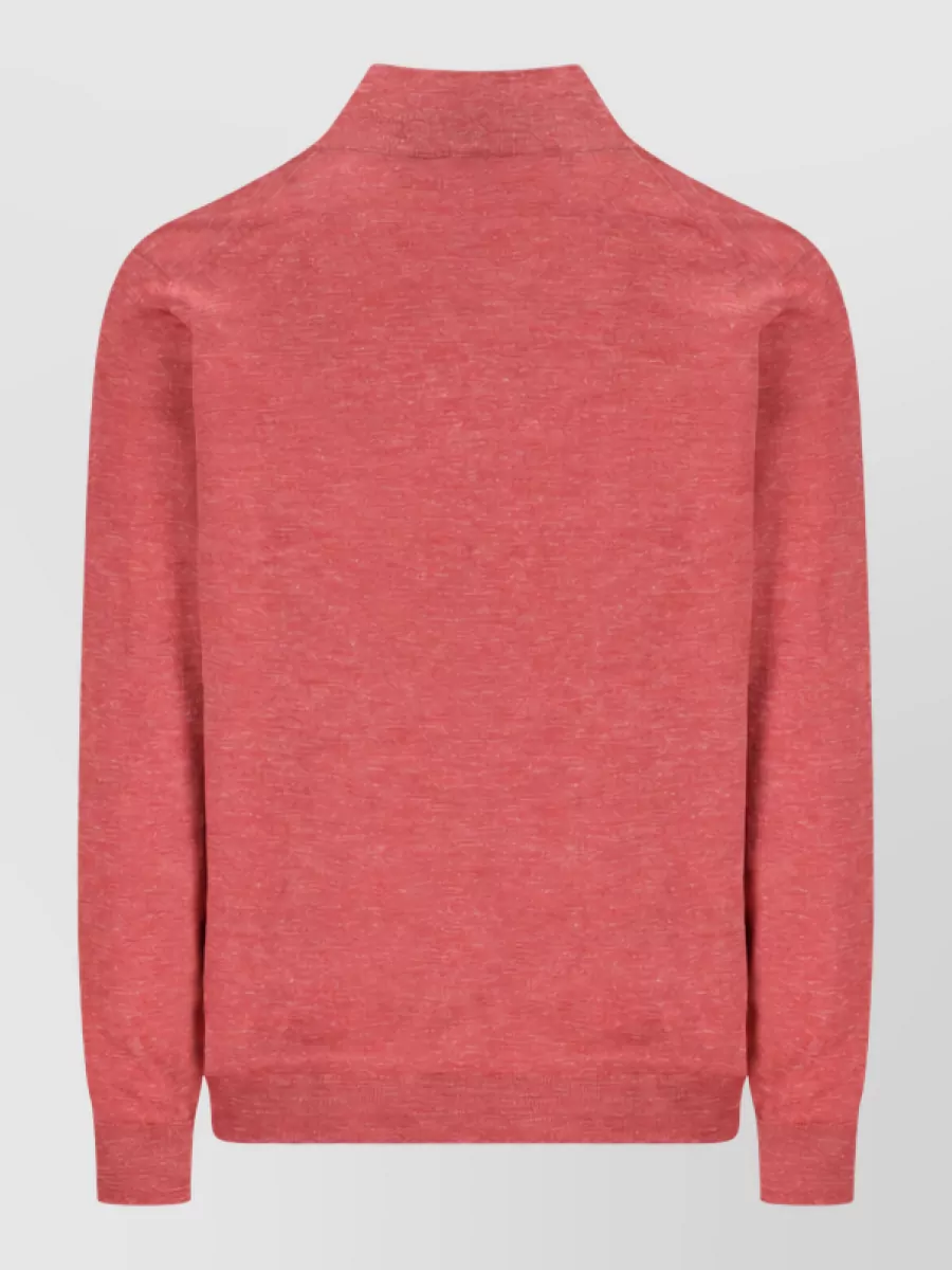Brunello Cucinelli Cashmere Silk Ribbed High Neck Zip Up Jumper