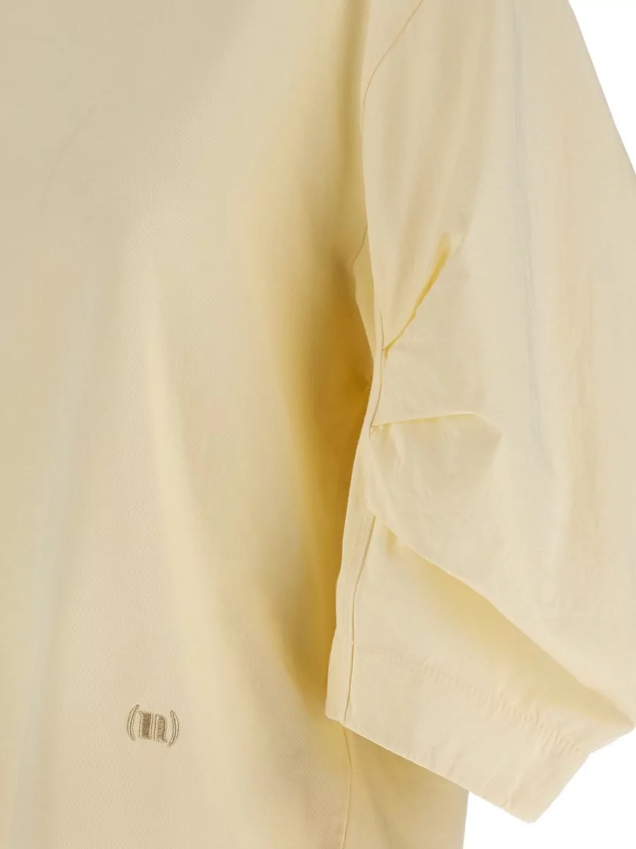 Nude Cotton Crewneck Logo-Embroidered 3/4-Sleeve T-Shirt