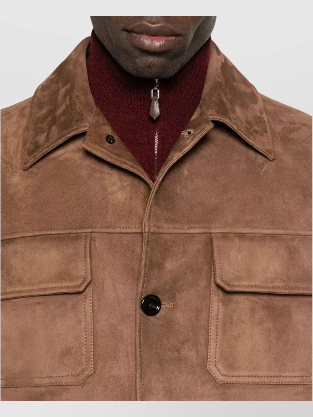 Lardini Suede Jacket With Chest And Side Pockets