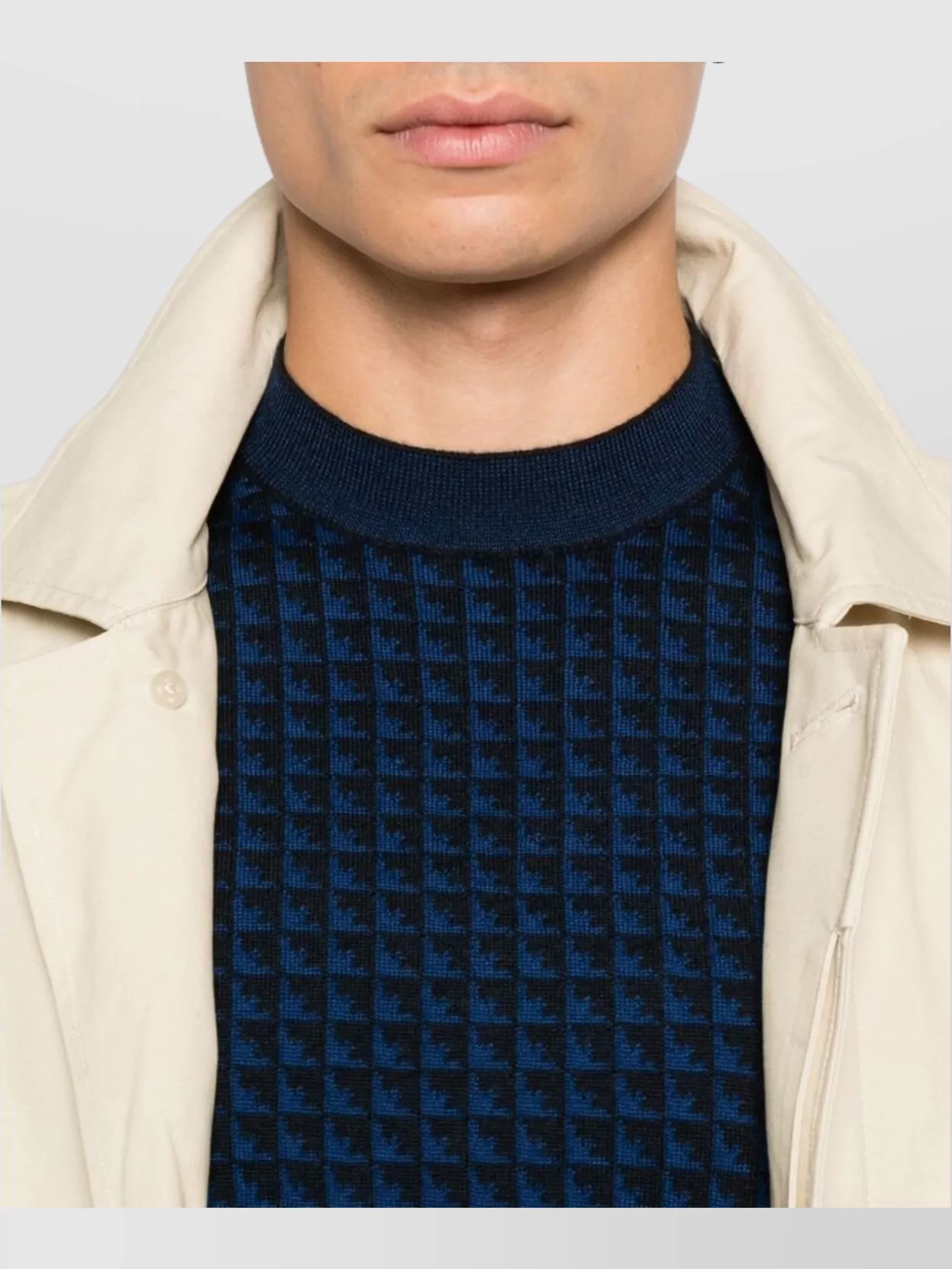 Emporio Armani Geometric Pattern Crewneck Wool Jumper