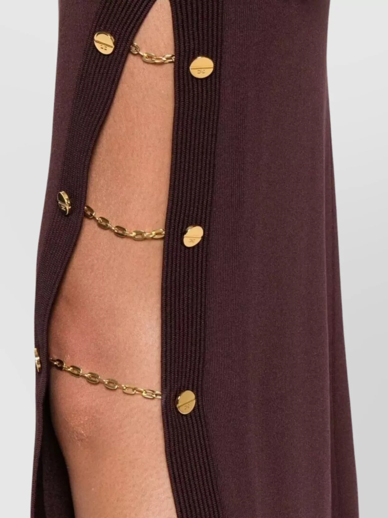 Elisabetta Franchi Knit Dress With Chain And Gold Buttons