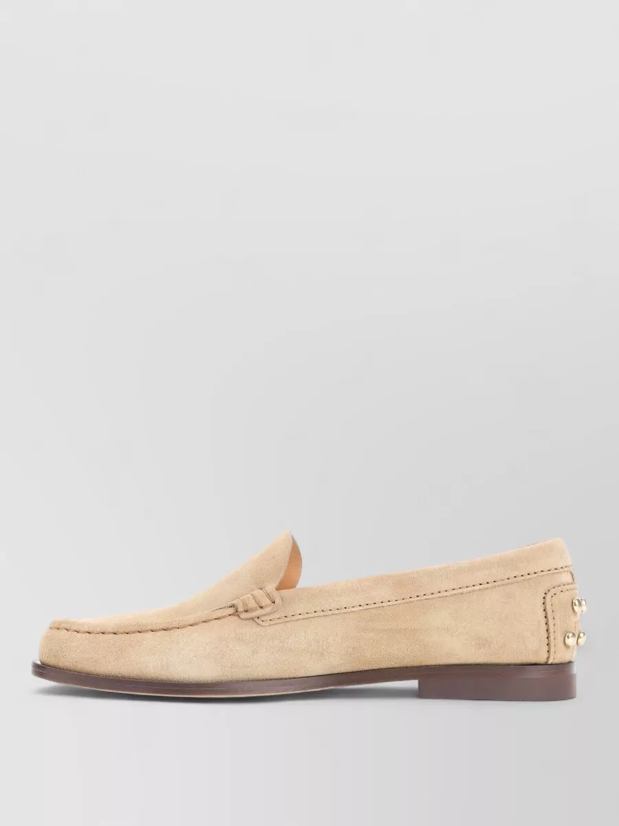 Tod's Loafers Round Toe Studded Detail Suede In Neutral