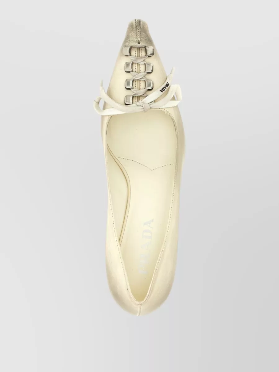 Prada Leather Lace-Up Pumps