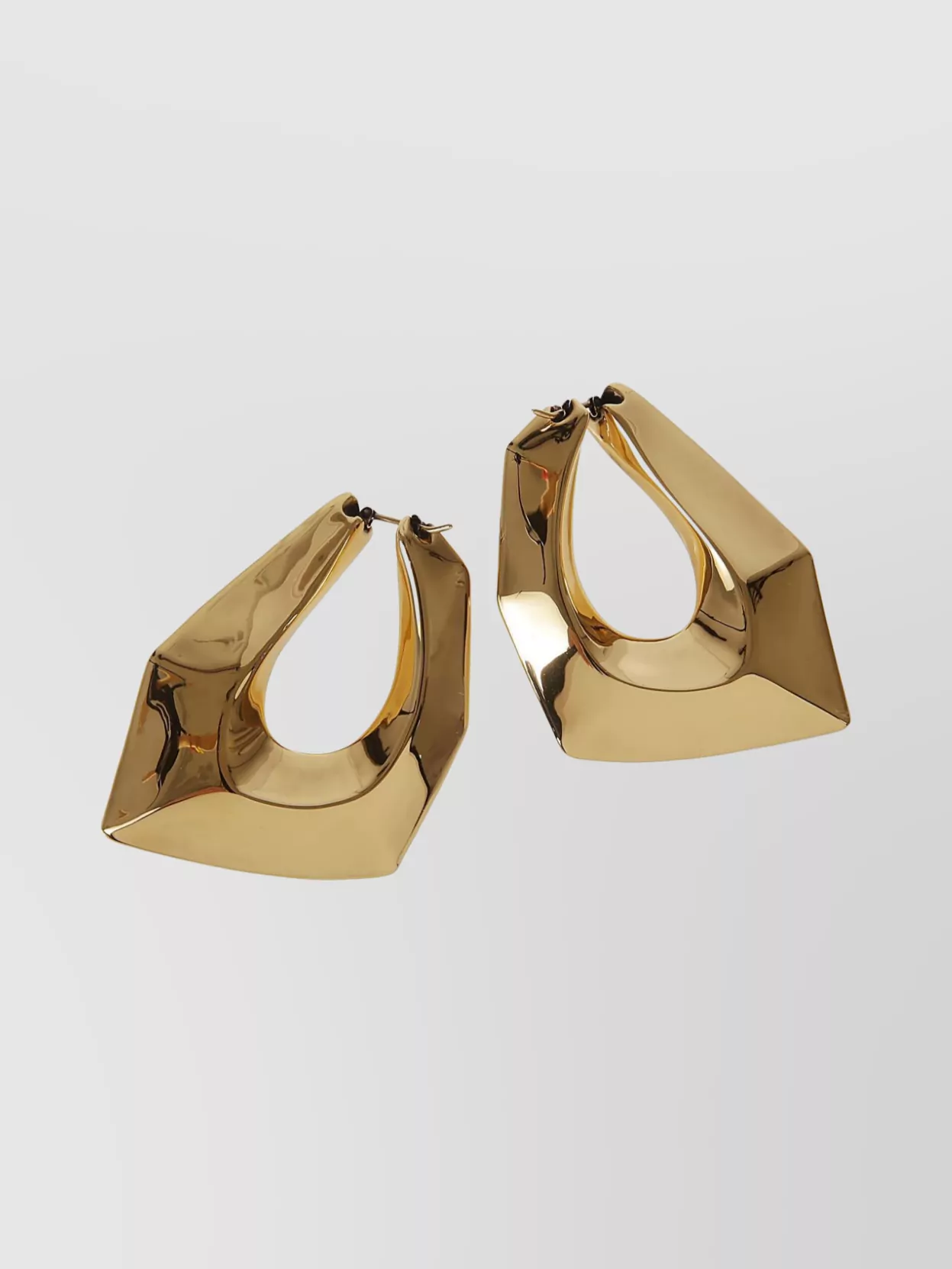 Shop Alexander Mcqueen Bold Geometric Hoop Earrings With Shiny Gold Finish In Beige