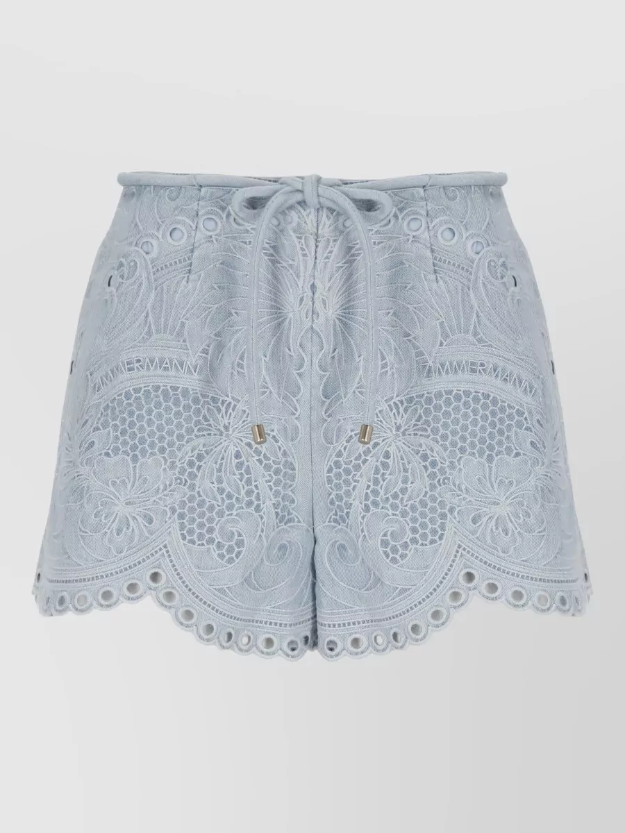 Zimmermann Embroidered denim tailored shorts