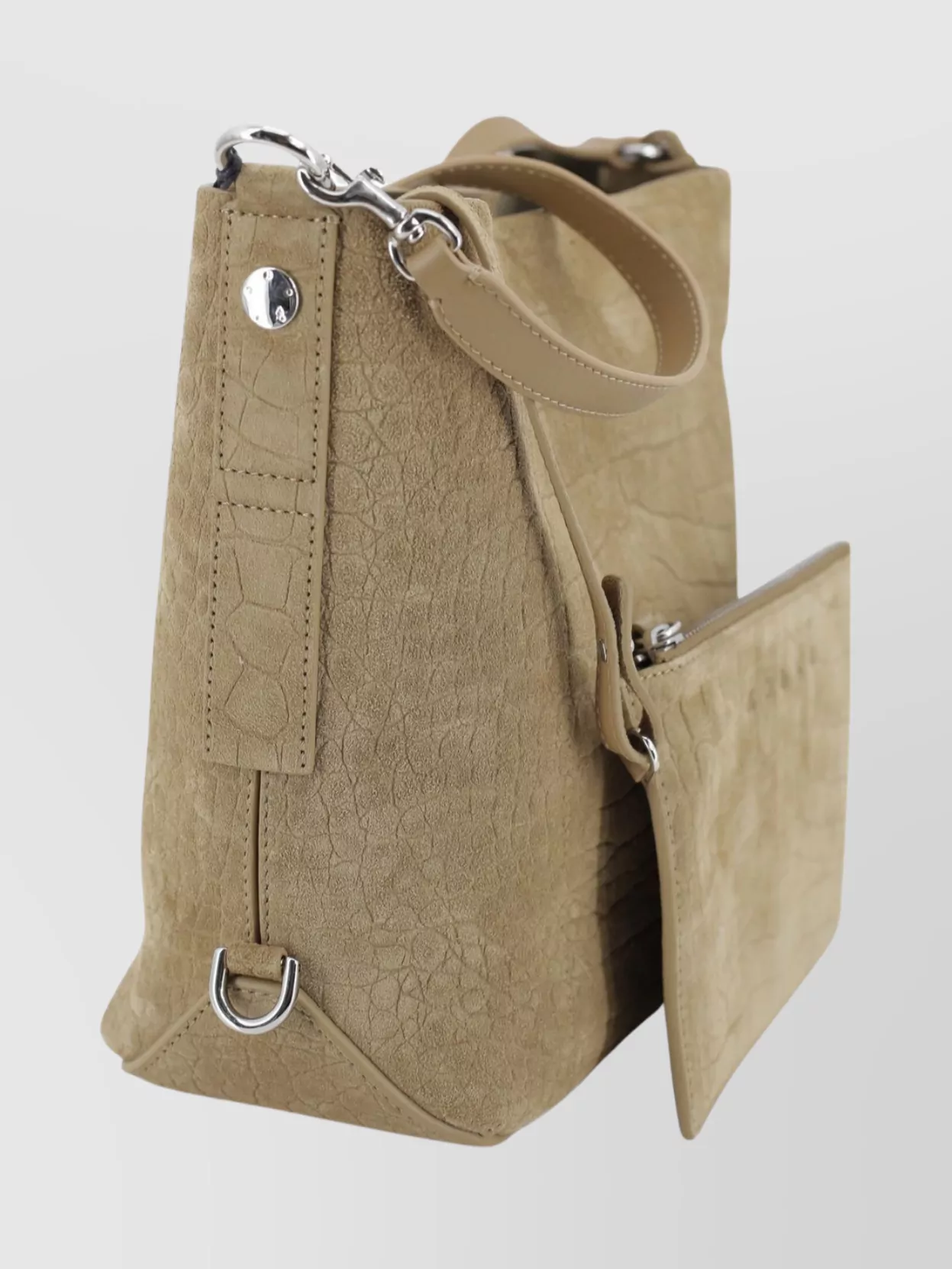 Hogan Crocodile Print Suede Leather Crossbody Bag