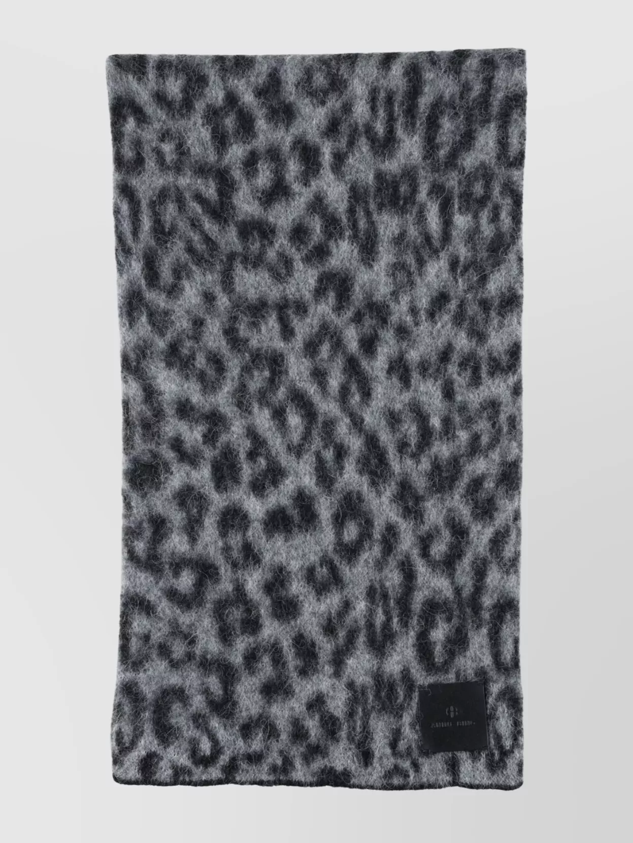 Anine Bing Rectangular Animal Pattern Scarf With Frayed Edges In Gray