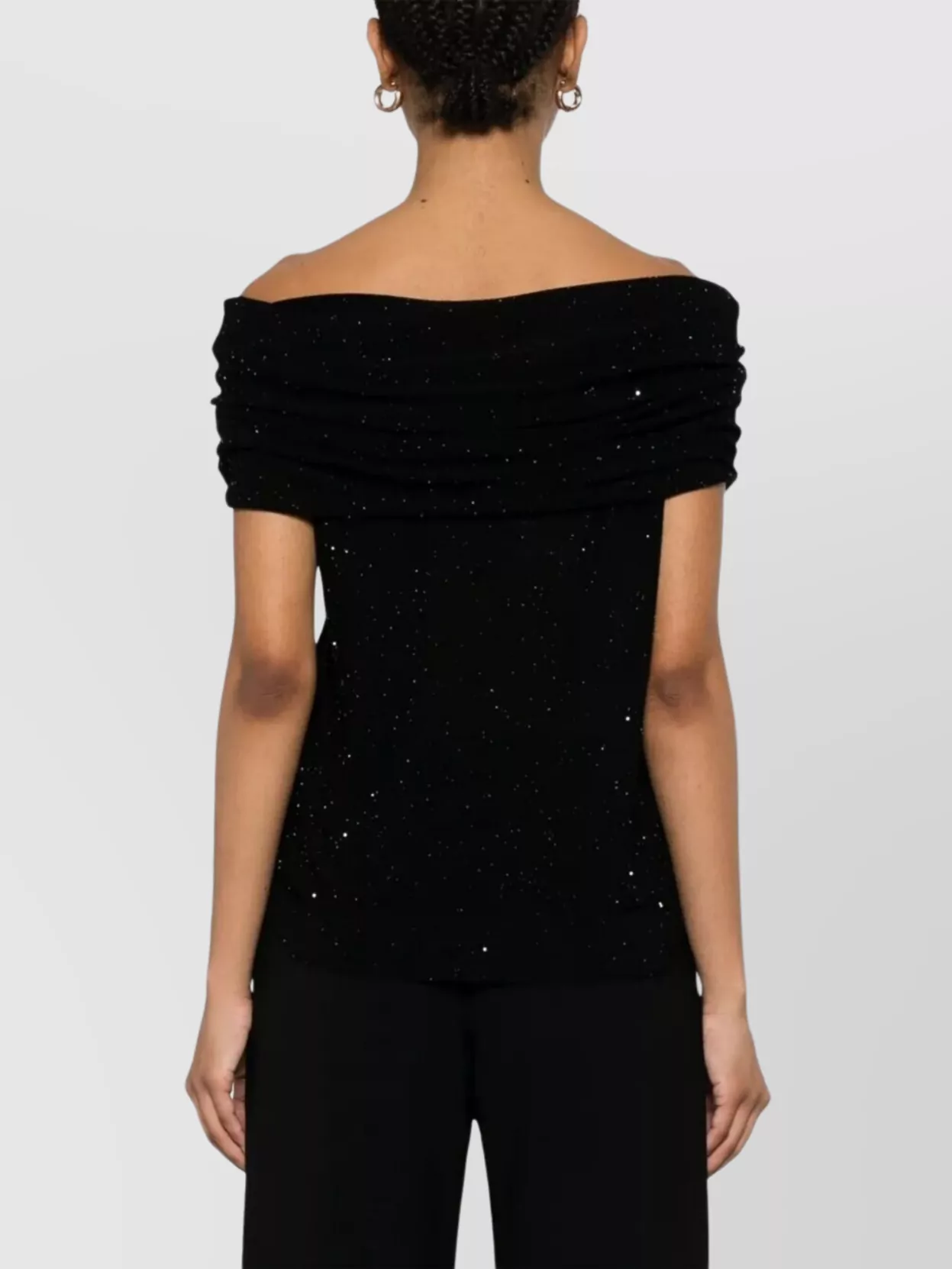 Roberto Collina Wool Top With Micro Sequins And Draped Detail