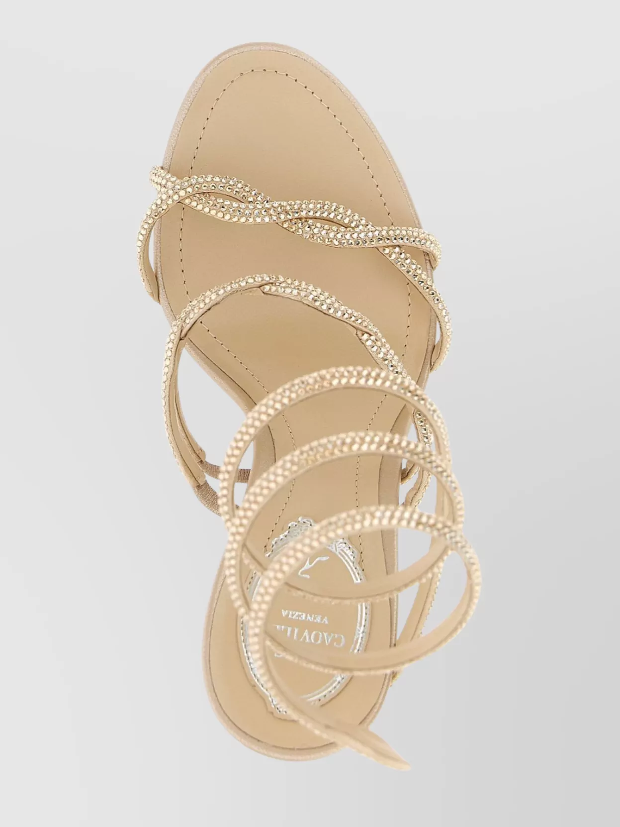 Rene Caovilla 'Spiral Strap Stiletto Sandals With Embellished Open Toe'