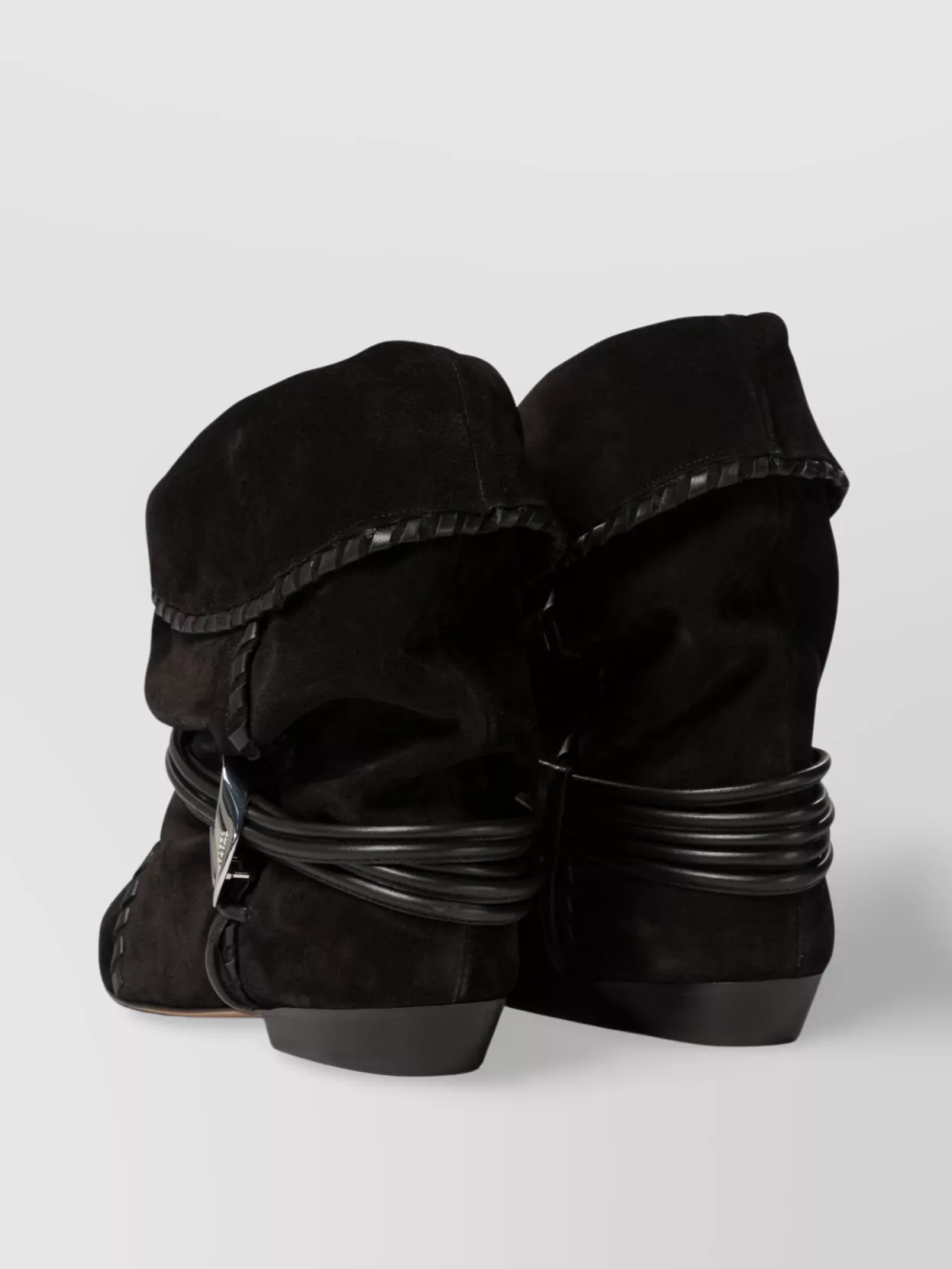 Isabel Marant Pointed Toe Suede Ankle Boots With Decorative Strap