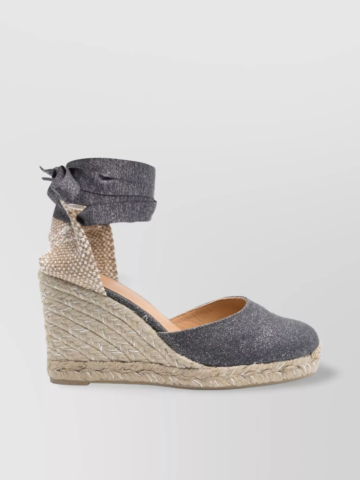 CASTAñER GLITTER FINISH RAFFIA WEDGE ESPADRILLES