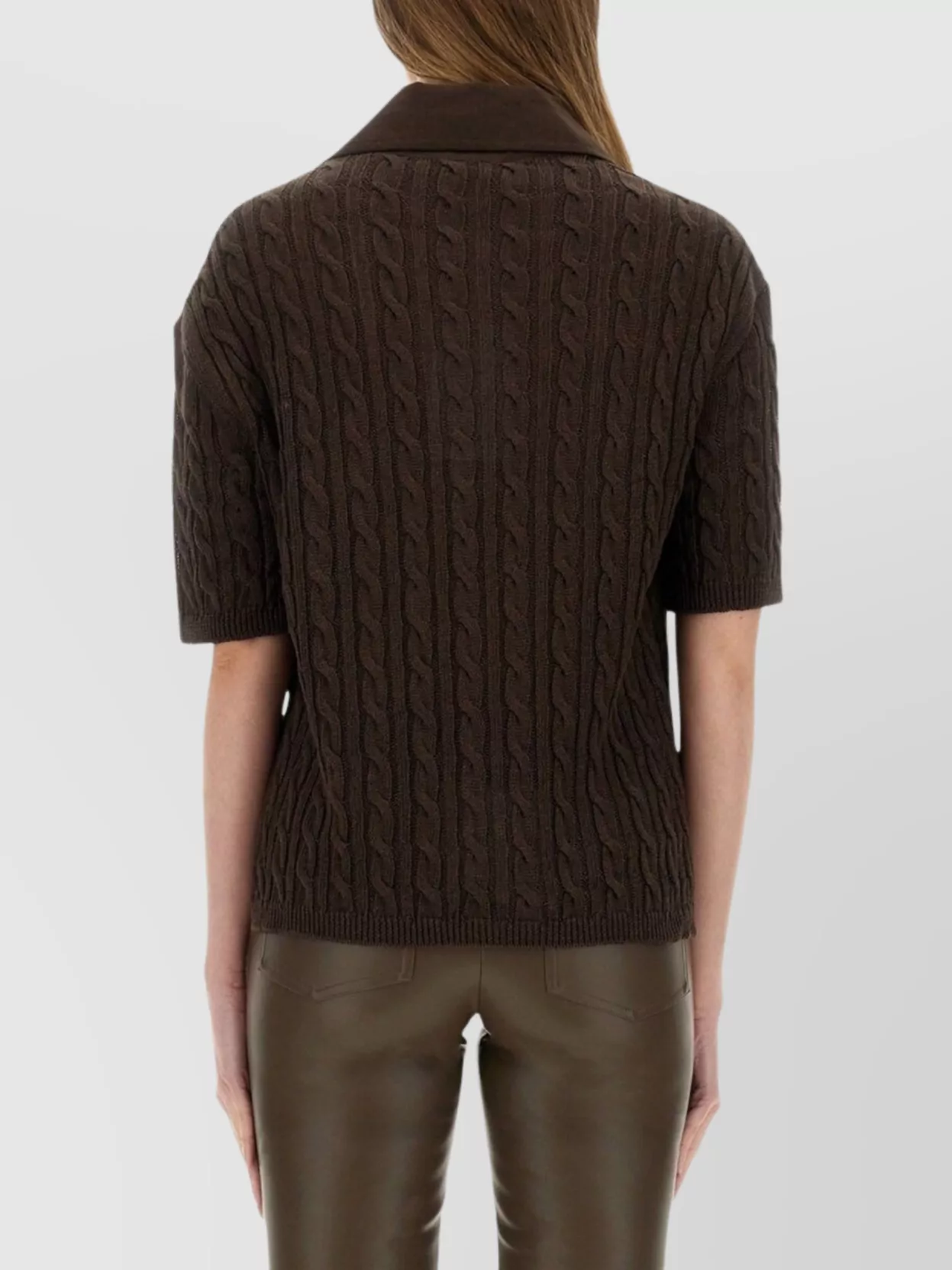 Max Mara Polo Shirt With Cable Knit Sleeves