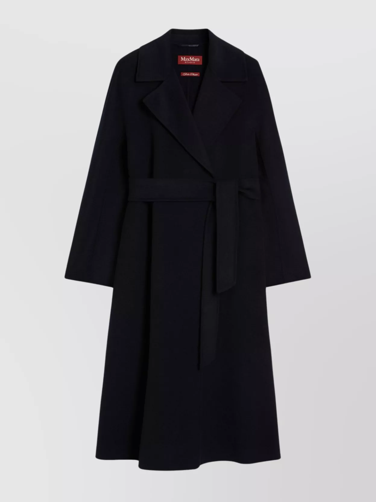 Max Mara Long Virgin Wool Coat With Pointed Collar In Blue