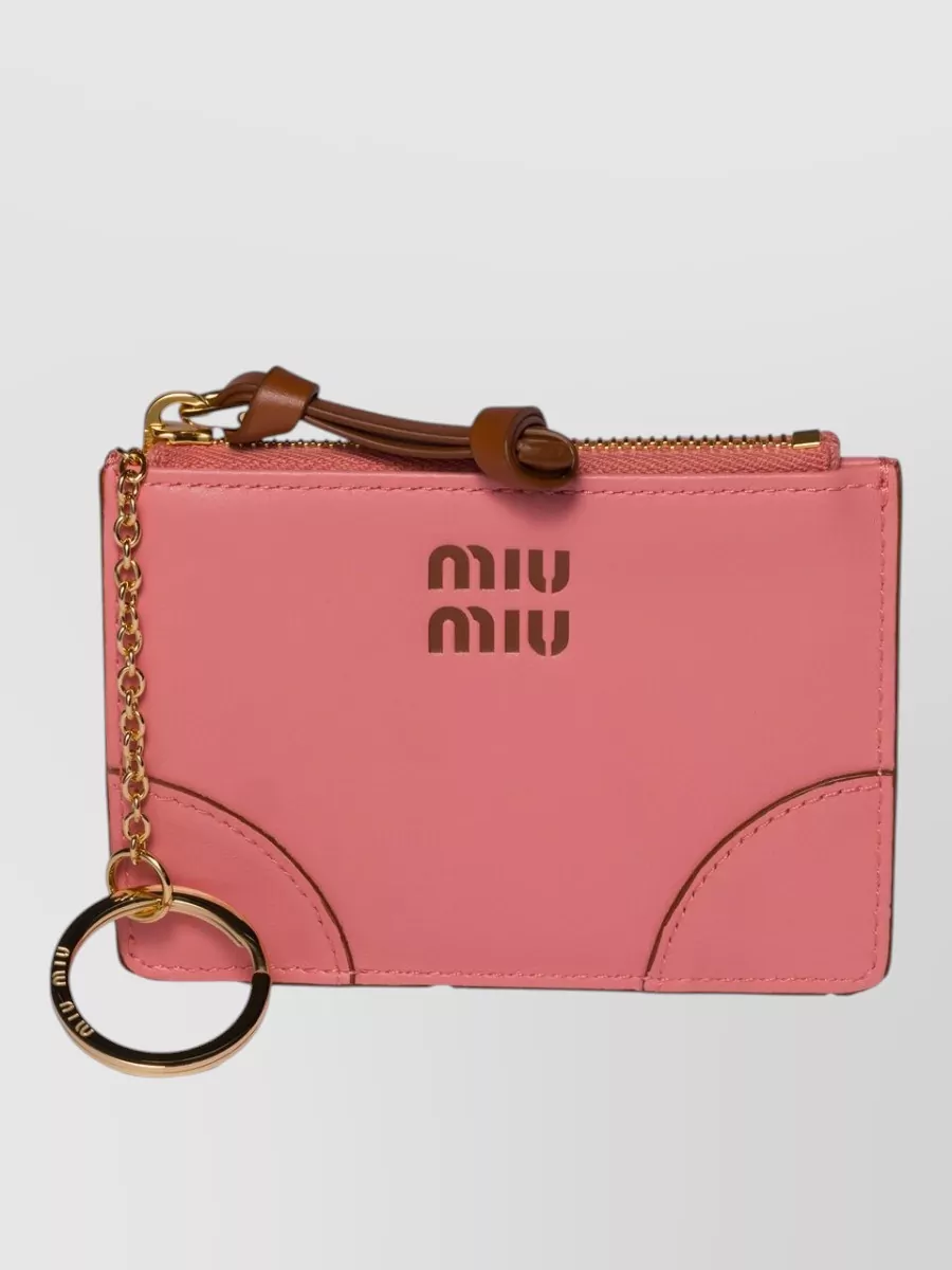 Miu Miu Leather Card Holder And Key Ring