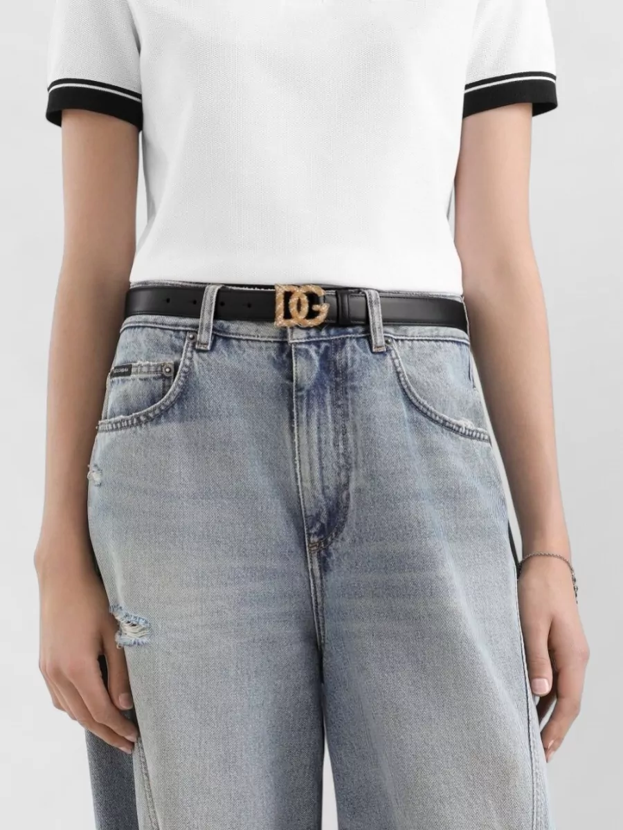 Dolce & Gabbana Leather Belt Adjustable Fit Waist Accessory In Black