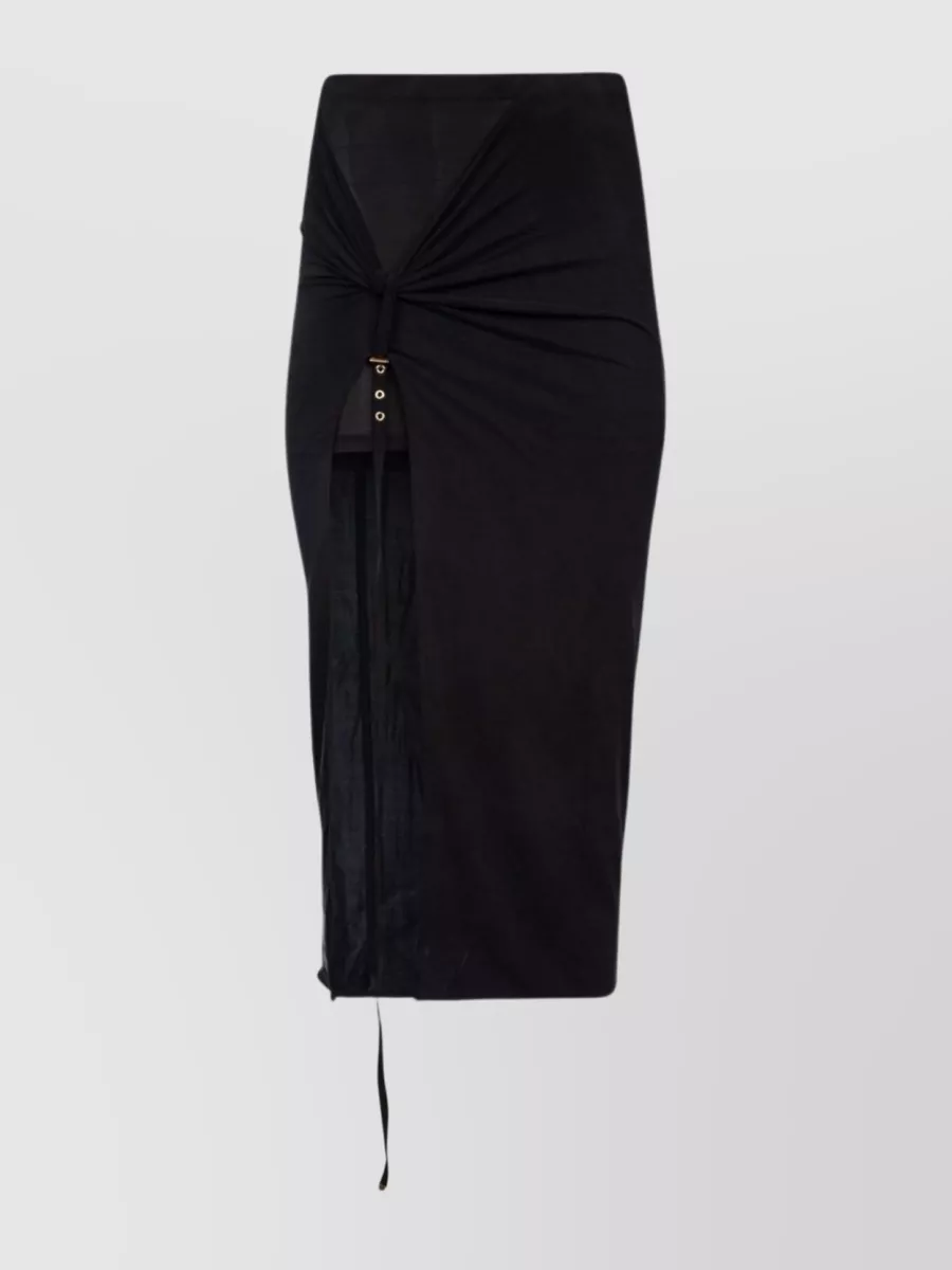 Shop Jacquemus Asymmetrical Knee-length High-waisted Skirt In Black
