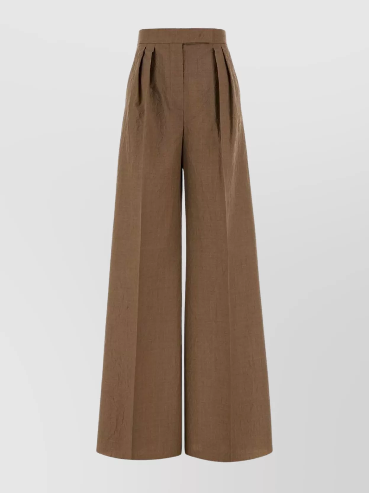 Max Mara High Waist Wide Leg Pleated Trousers In Brown