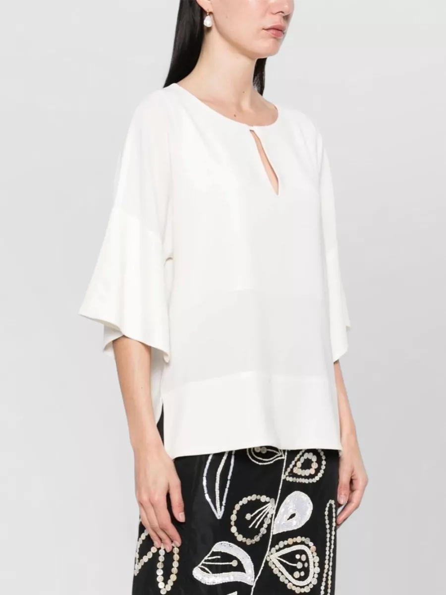 Alberto Biani Drop Shoulder Three Quarter Sleeve Blouse