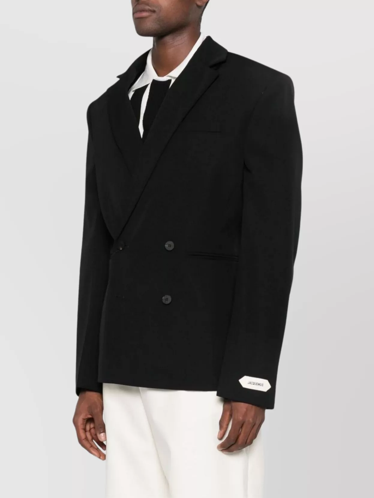 Jacquemus Double-Breasted Jacket Featuring Shoulder Pads