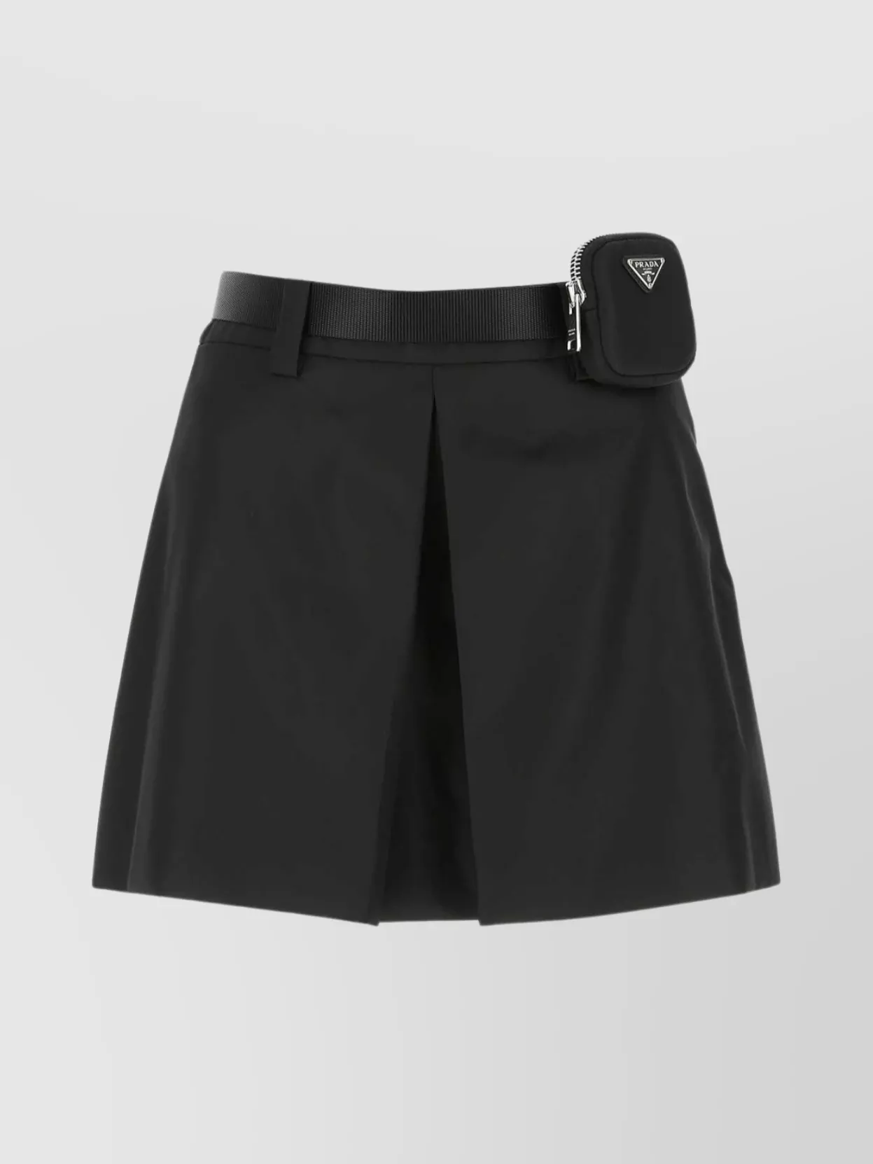 Shop Prada Nylon A-line Skirt With Adjustable Waist Strap And Zipper Detail In Black