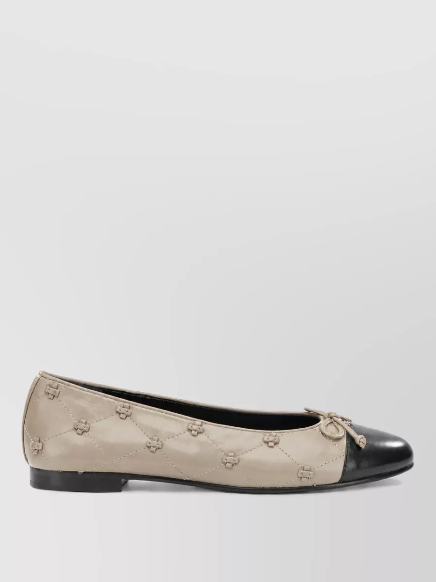 Tory Burch Leather Cap-Toe Ballerina Flats