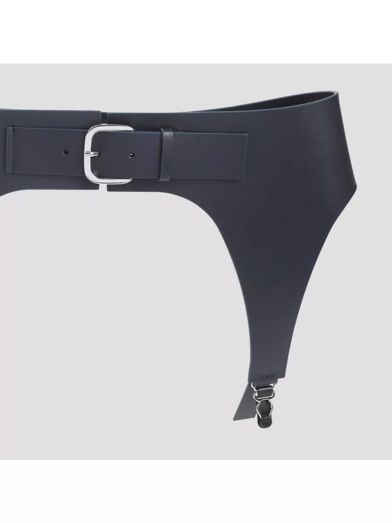Jean Paul Gaultier Adjustable Leather Garter Belt With Metal Hardware In Black