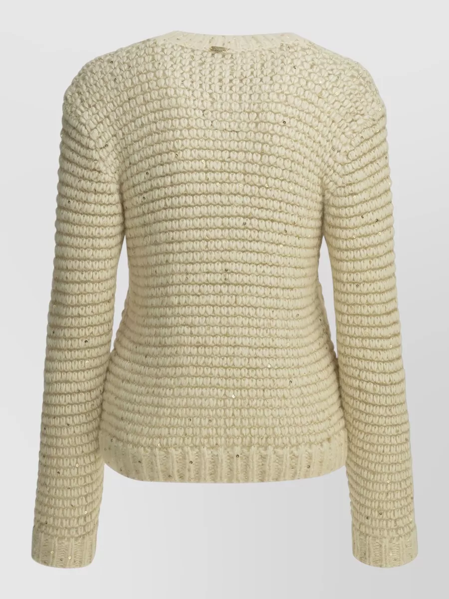 Herno Sequin-embroidered Alpaca-blend Corn-stitch Sweater In Neutral