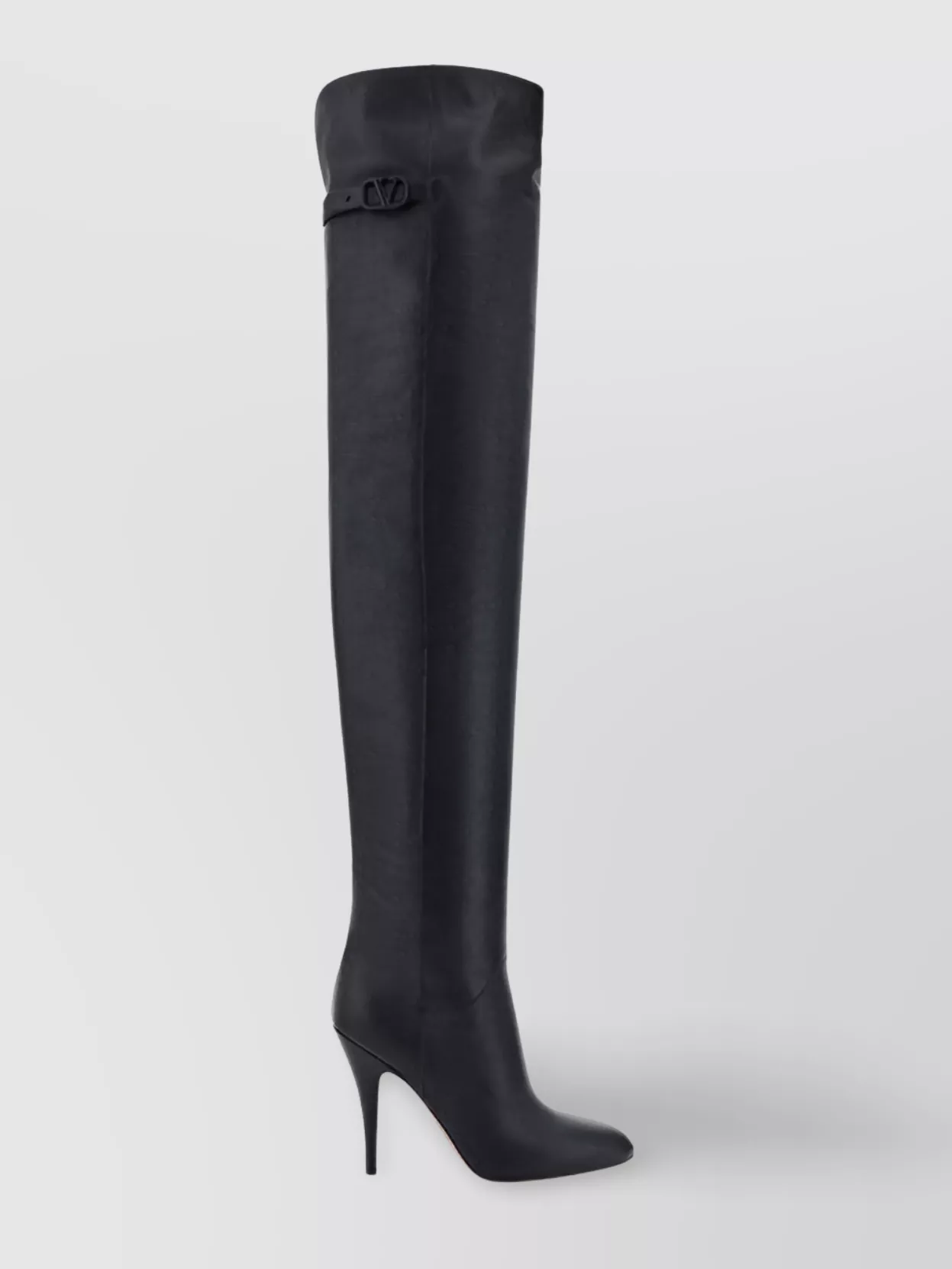 Shop Valentino Vlogo Heeled Boots Thigh Strap Detail
