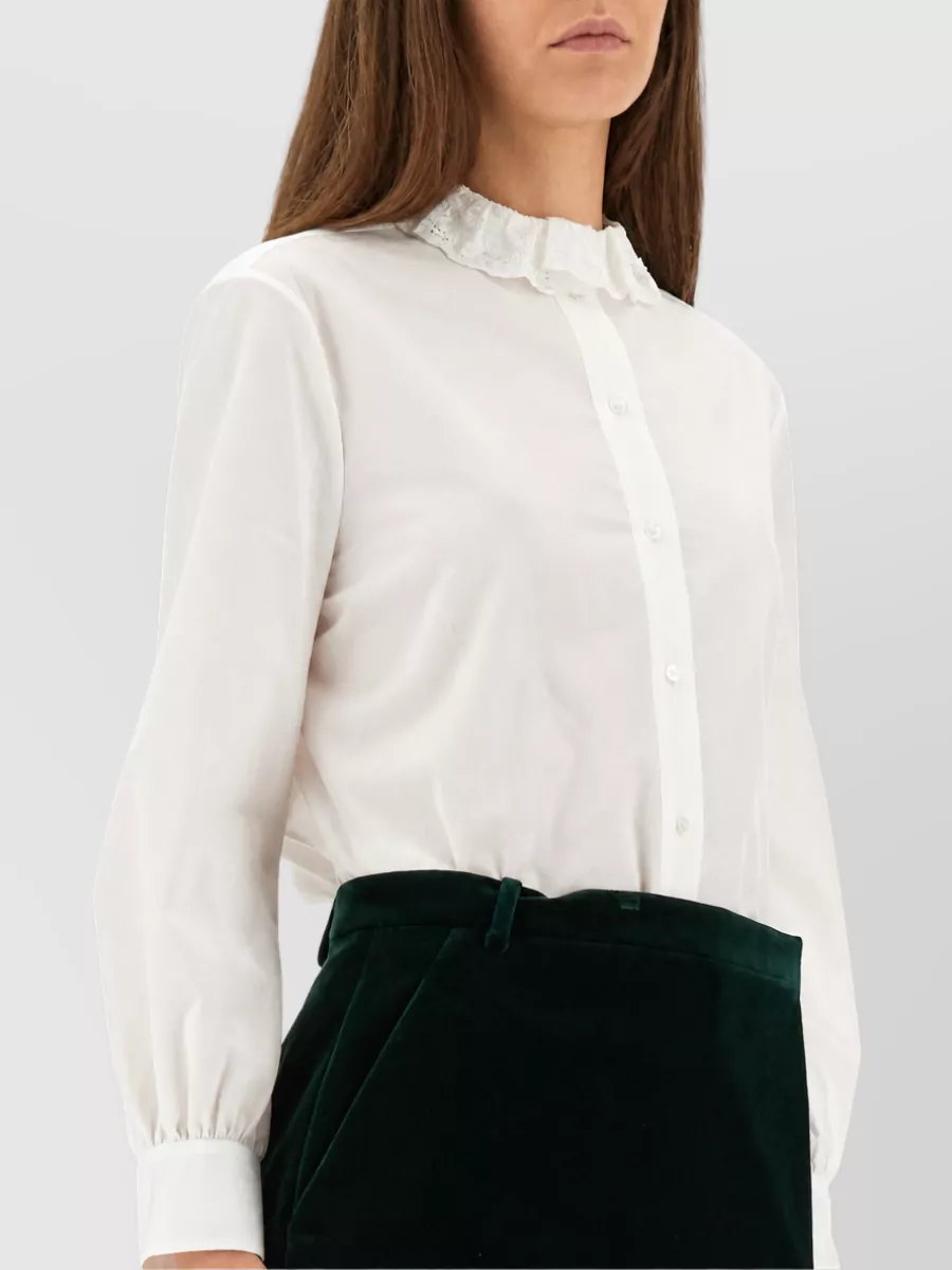 Saint Laurent Cotton Pierrot Collar Blouse