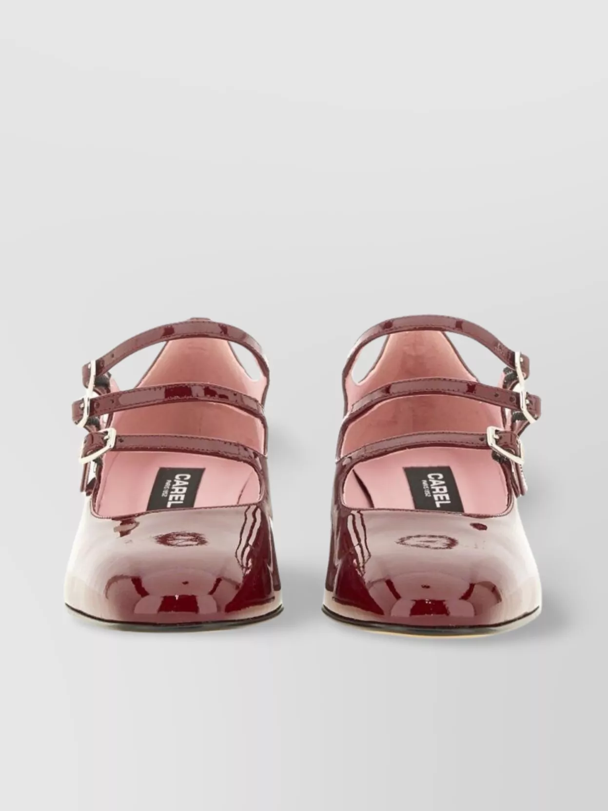 Carel Paris "kina" Block Heel Patent Finish Pumps