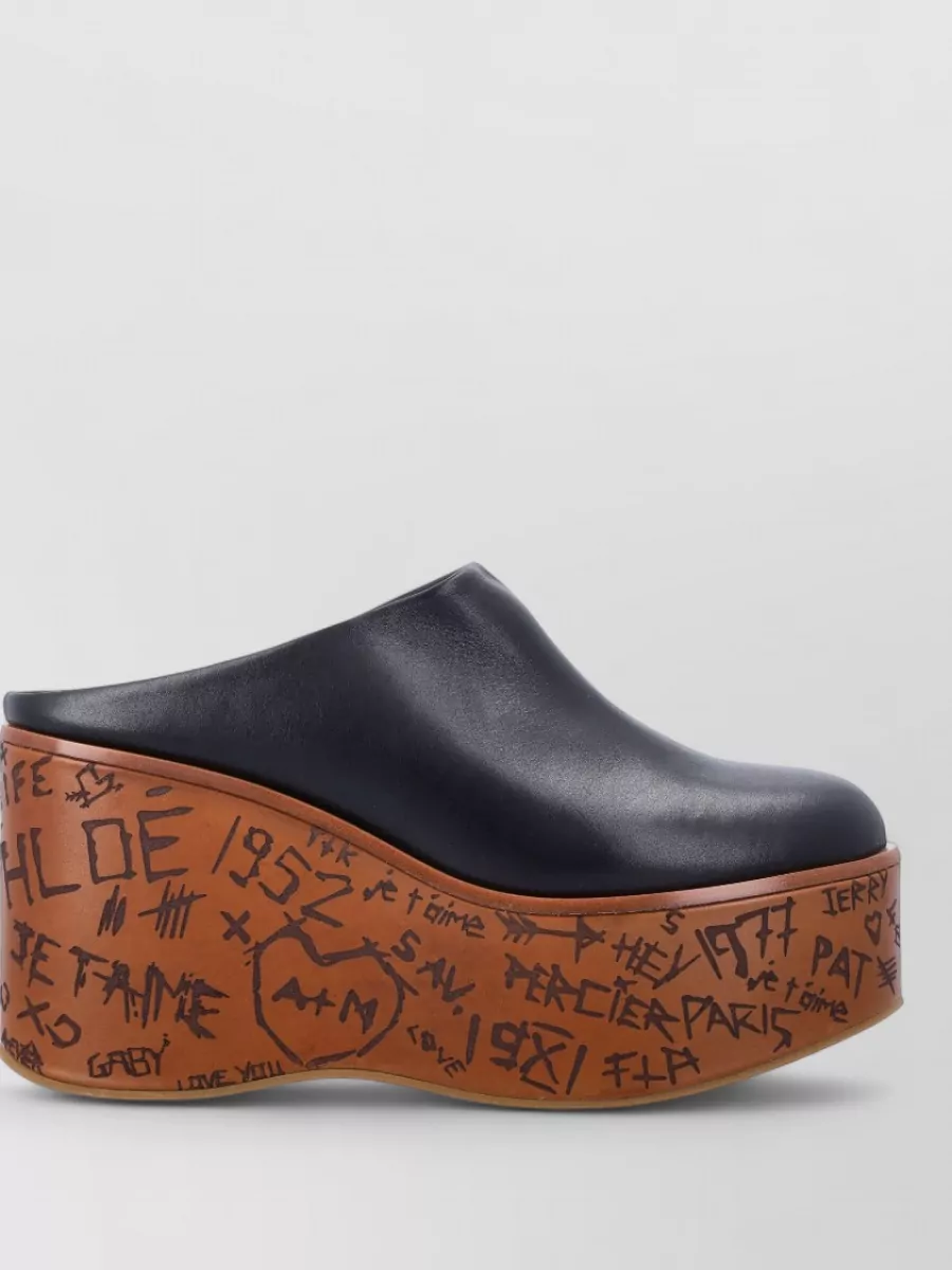 Chloé Leather Maxime Wedge Mules