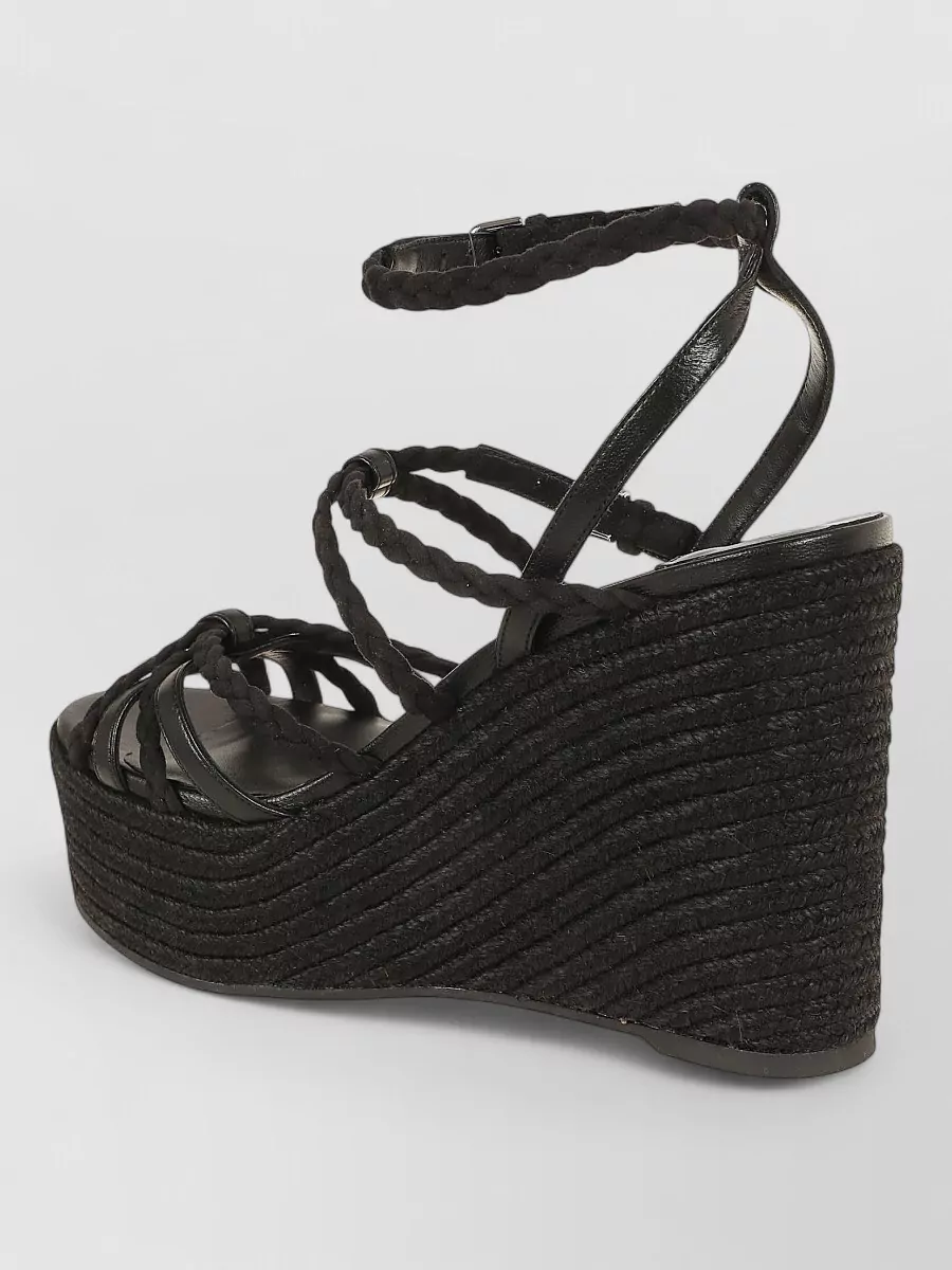 Jimmy Choo Lambskin Woven Wedge Sandals