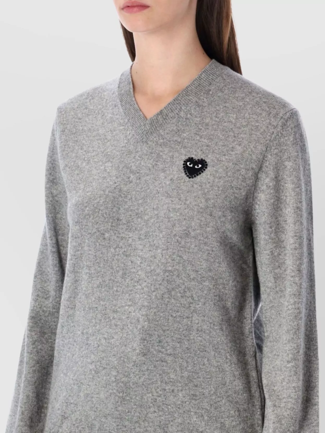 Comme Des Garçons Play Heart Detail V Neck Long Sleeve Top