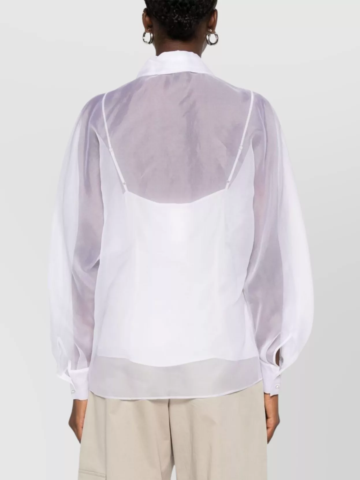 Max Mara Sheer Fabric Relaxed Fit Pointed Collar In White