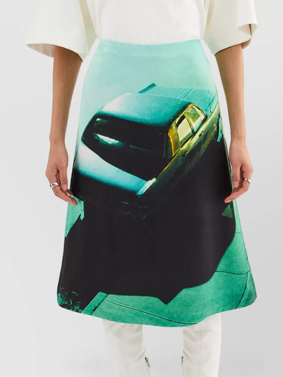 Jil Sander Printed Cotton A-Line Skirt